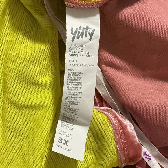 Yitty Plus Size 3X Pink Velvet Stretchy Long Sleeve Cropped Top Soft Luxe - Picture 3 of 9